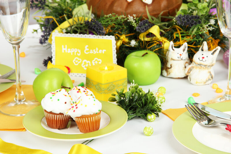 Easter Cupcakes on Table