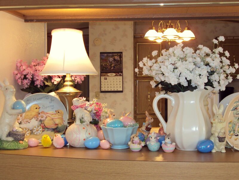 Easter Decorations on a Shelf