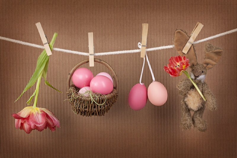 Easter Decorations on Clothesline