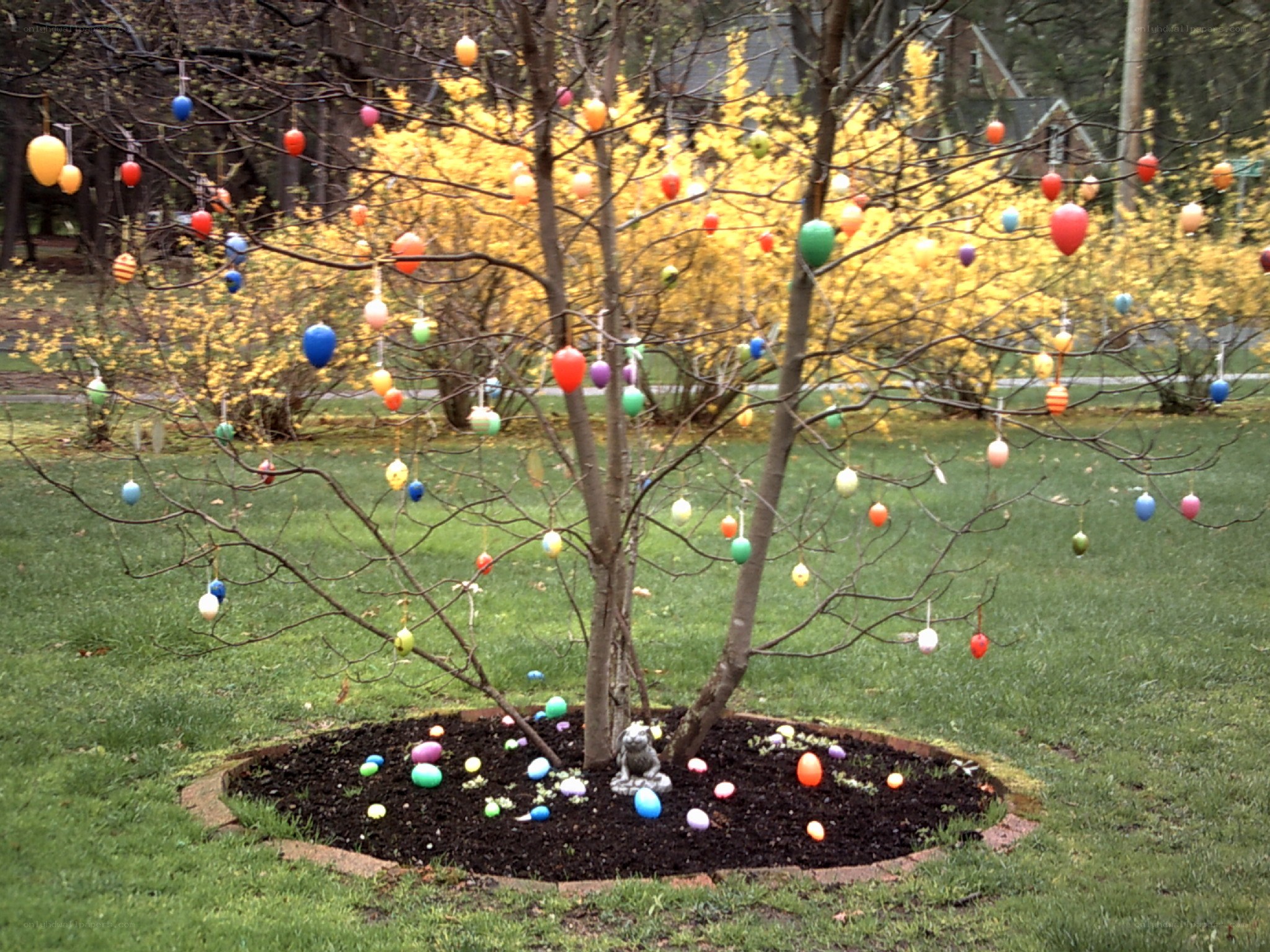 Easter egg tree in garden