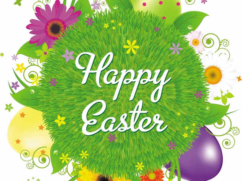 Easter Egg with Flowers — Green, Festive