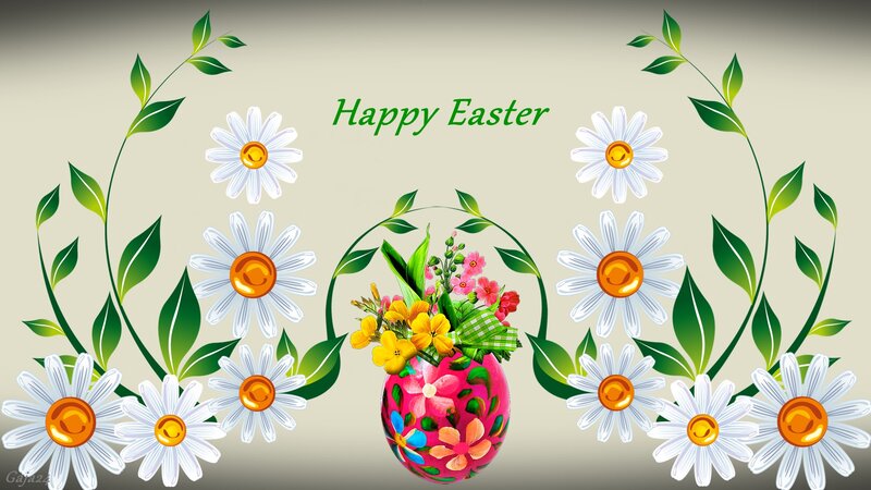 Easter Egg with Flowers — White