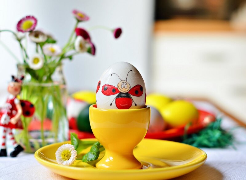 Easter egg with ladybug design