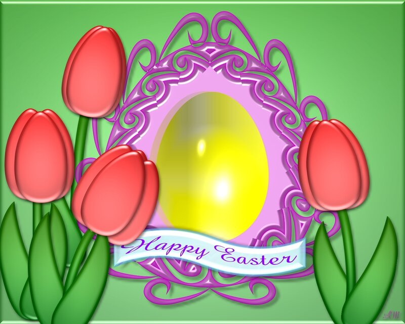 Easter Egg with Tulips