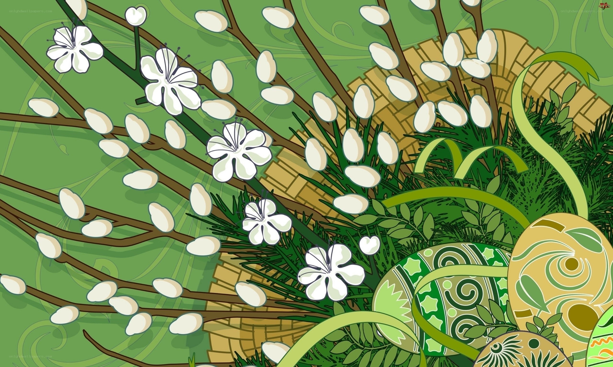Easter eggs and blossoms