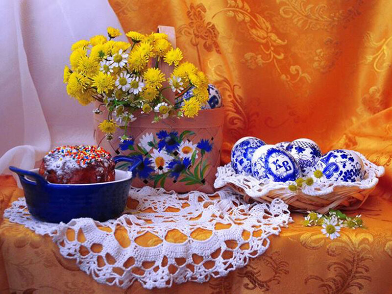 Easter Eggs and Bread — Orange