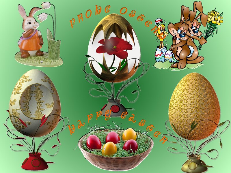 Easter Eggs and Bunnies — Green, Festive, Spring