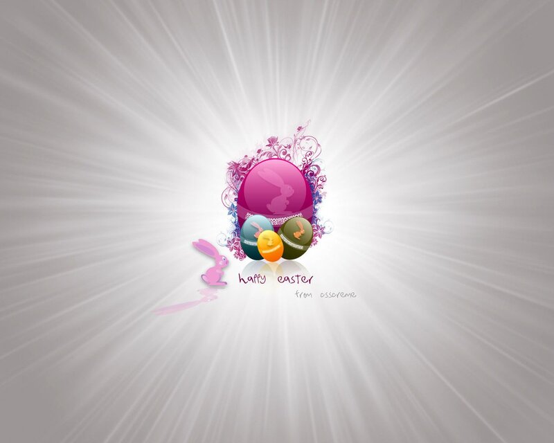 Easter Eggs and Bunny — White
