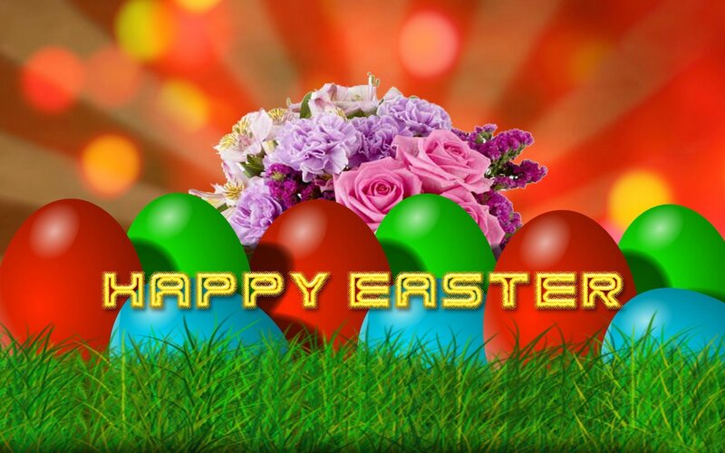 Easter Eggs and Flowers — Green, Festive, Spring