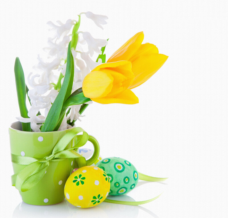 Easter Eggs and Flowers — Green, Festive