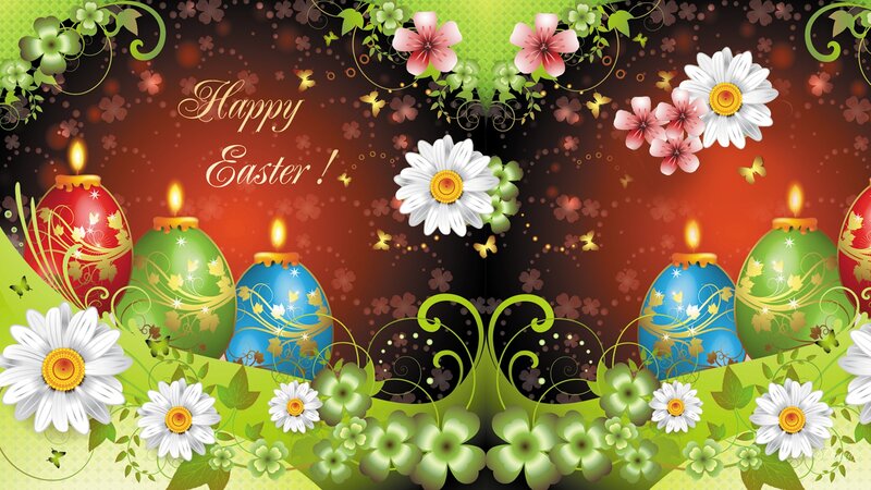 Easter Eggs and Flowers — Green