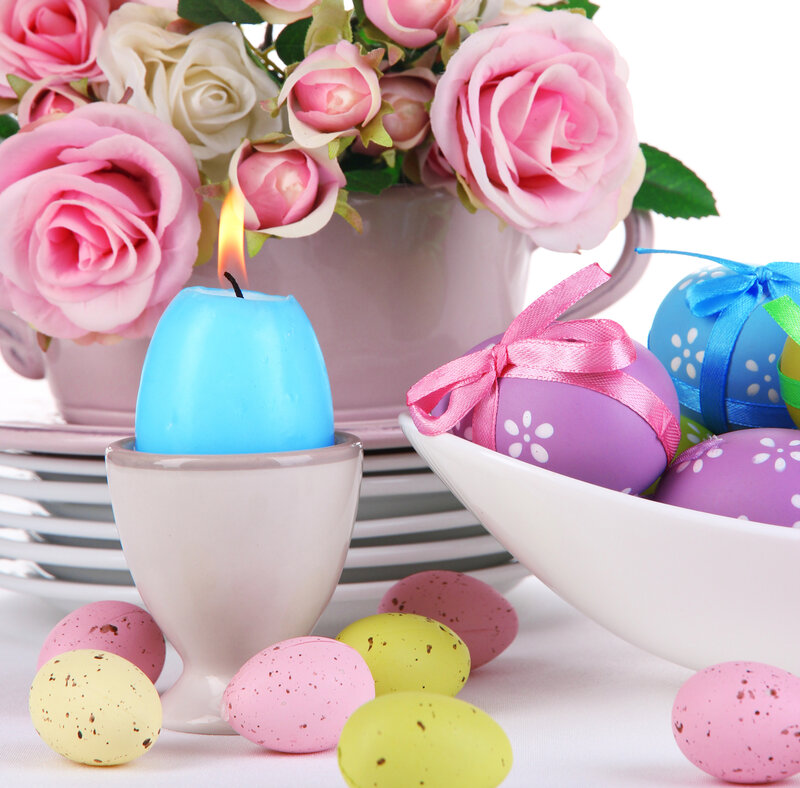 Easter Eggs and Flowers — Pink, Festive, Spring, Photograph
