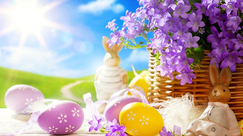 Easter Eggs and Flowers — Purple, Serene