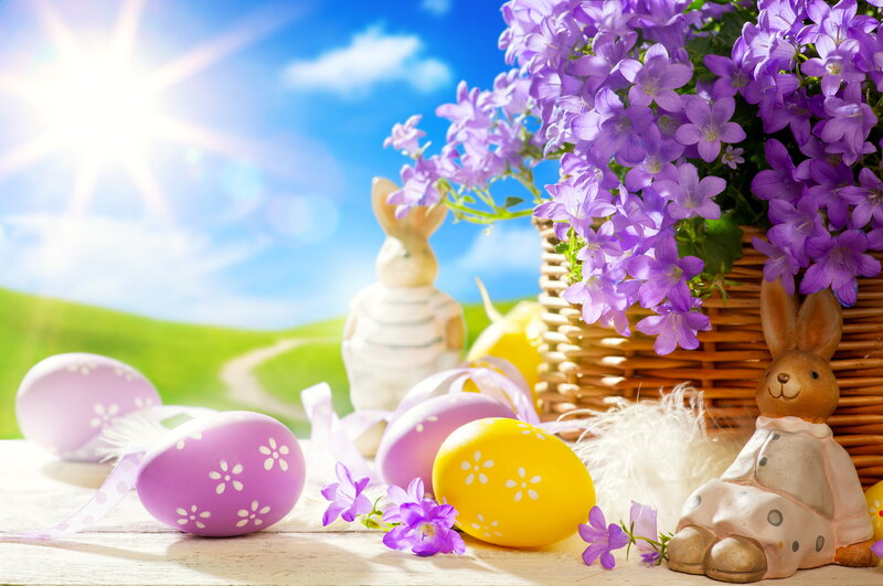 Easter Eggs and Flowers — Purple