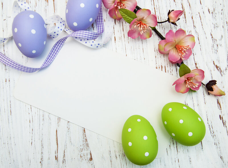 Easter Eggs and Flowers — White, Festive, Spring, Photograph