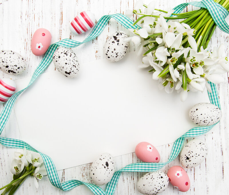 Easter Eggs and Flowers — White, Festive, Spring