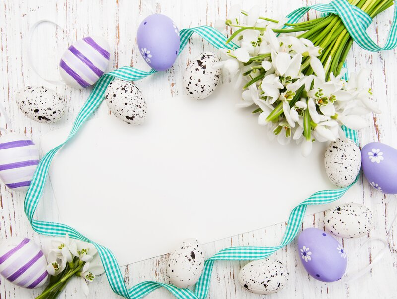 Easter Eggs and Flowers — White, Festive