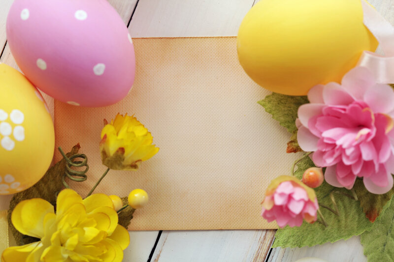 Easter Eggs and Flowers — Yellow, Festive, Spring, Photograph
