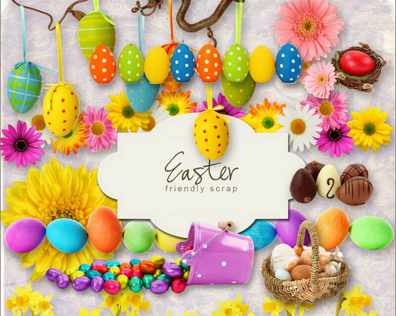 Easter Eggs and Flowers — Yellow, Festive, Spring