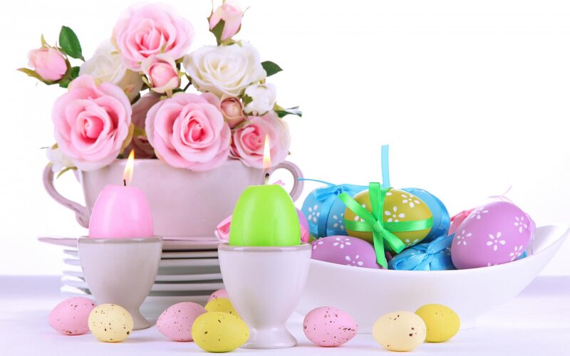 Easter Eggs and Roses — Pink, Festive, Spring, Photograph