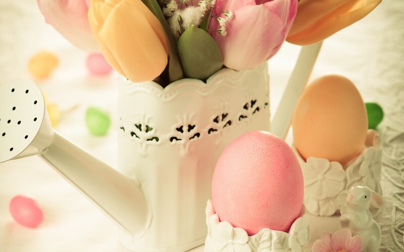 Easter Eggs and Tulips — Pink, Festive
