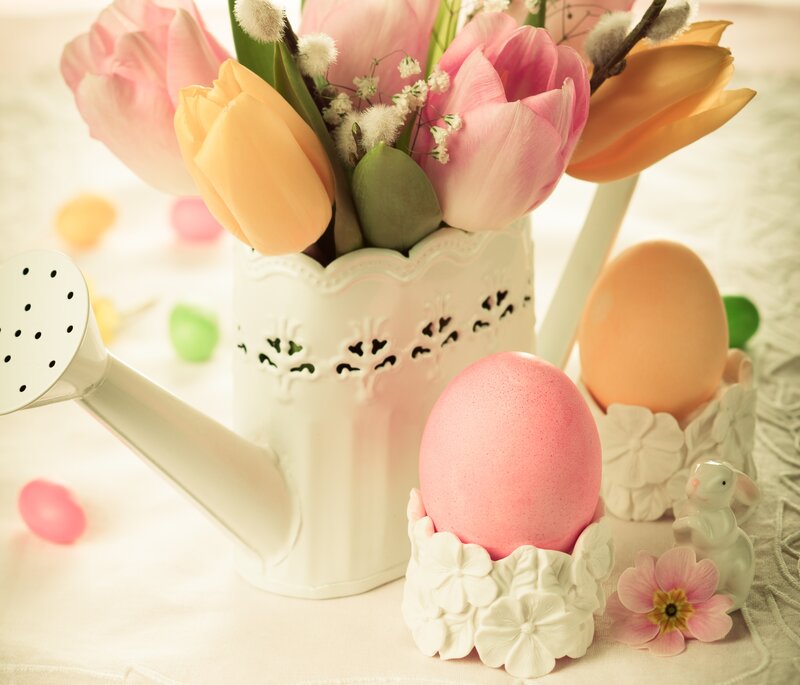 Easter Eggs and Tulips — Pink, Serene
