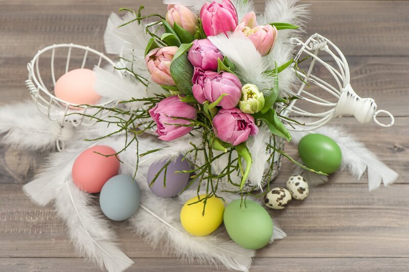 Easter Eggs and Tulips — Pink