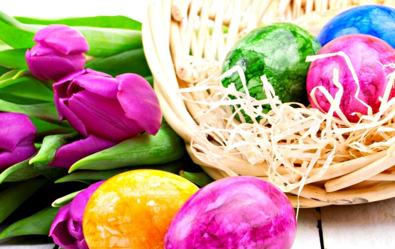 Easter Eggs and Tulips — Purple