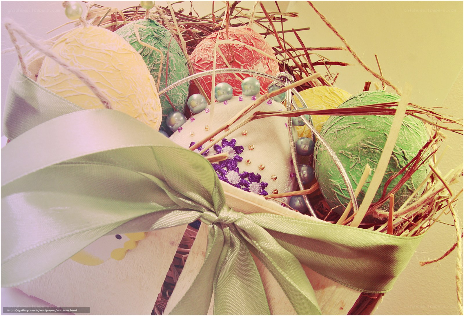 Easter eggs in a basket