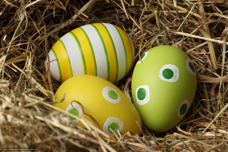 Easter eggs in a hay nest