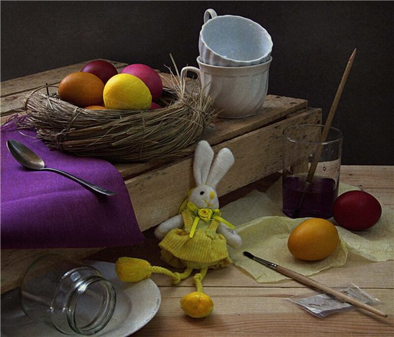 Easter Eggs in a Nest — Purple