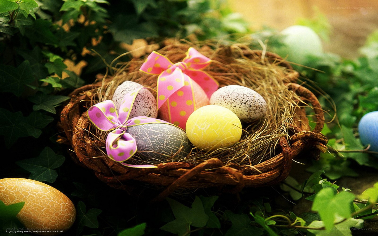 Easter eggs in a nest