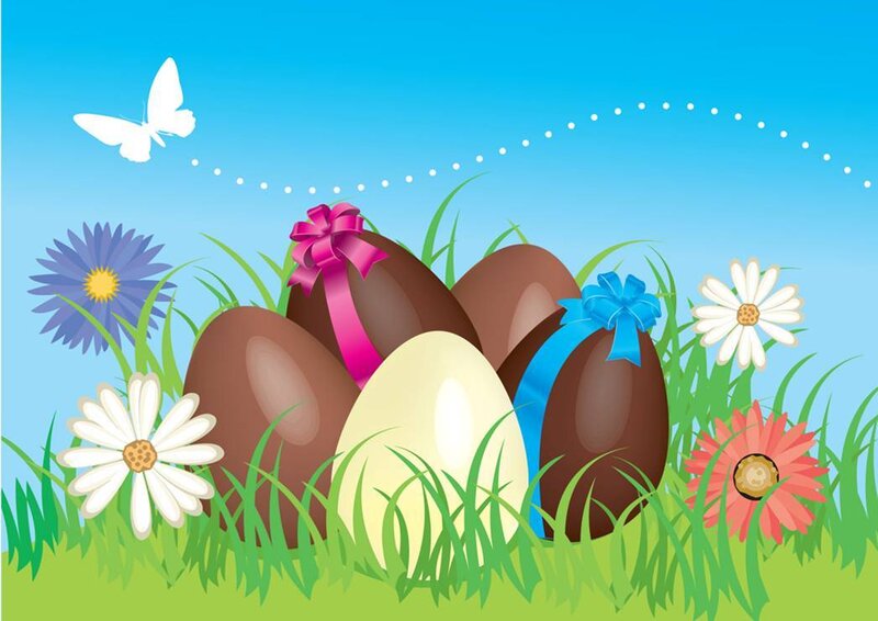 Easter eggs in a spring field