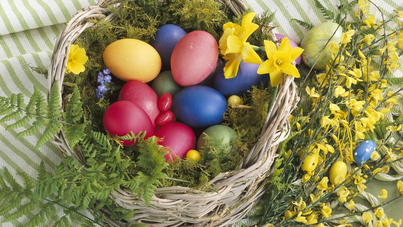 Easter eggs in basket
