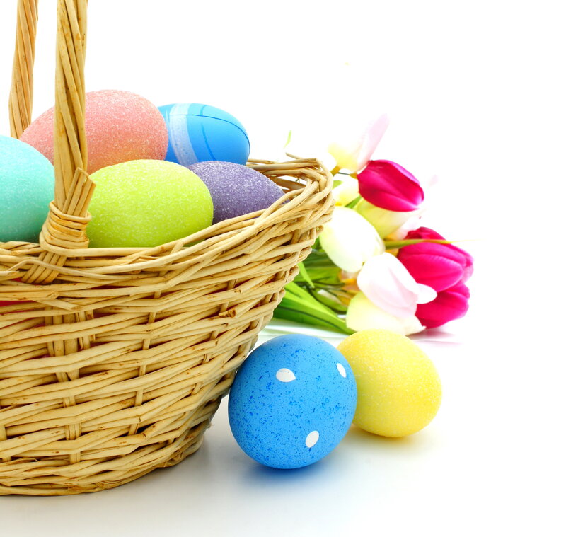 Easter Eggs in Basket — Blue, Festive, Spring