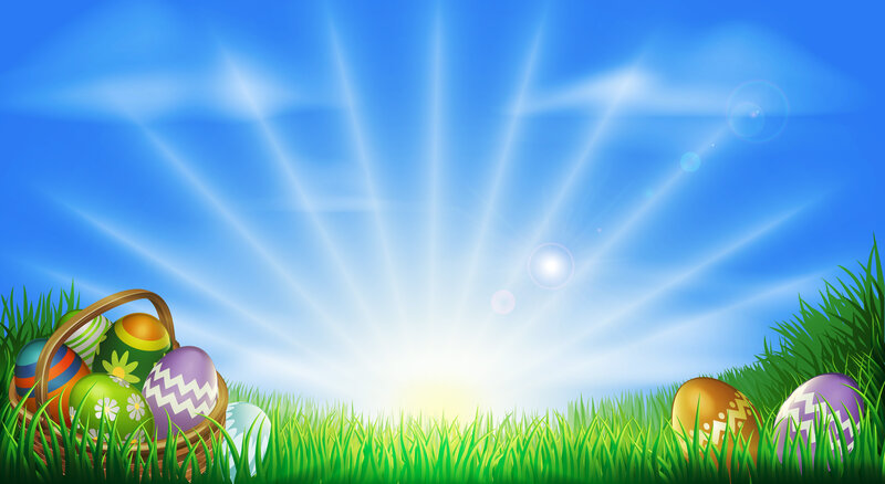 Easter Eggs in Basket — Blue