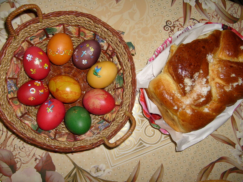 Easter Eggs in Basket — Brown, Festive, Photograph