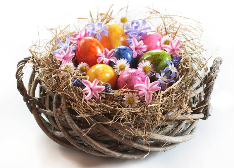 Easter Eggs in Basket — Brown, Festive, Spring