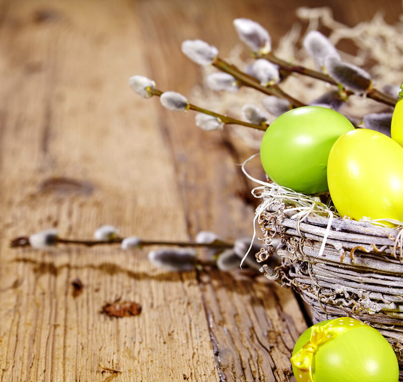 Easter Eggs in Basket — Green, Calm