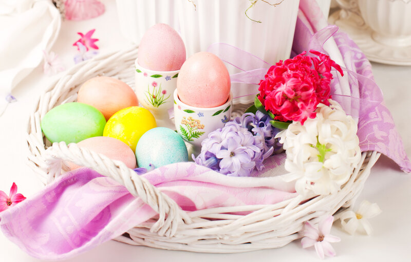 Easter Eggs in Basket — Pink, Festive, Spring, Photograph