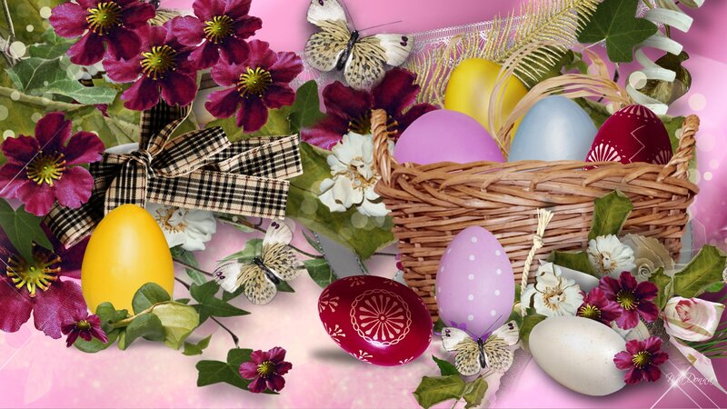 Easter Eggs in Basket — Pink