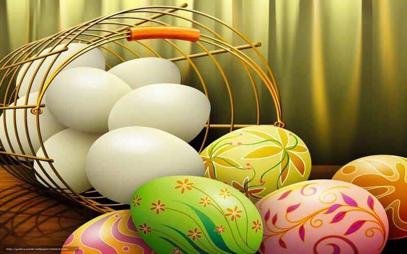 Easter eggs in basket