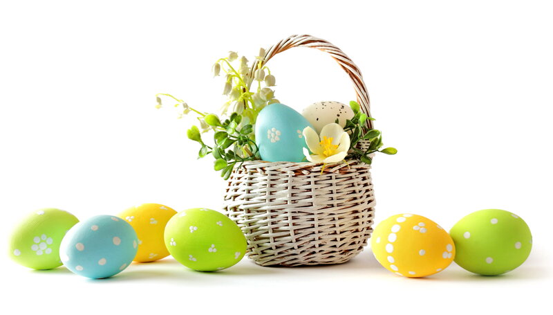 Easter Eggs in Basket — White, Festive, Spring