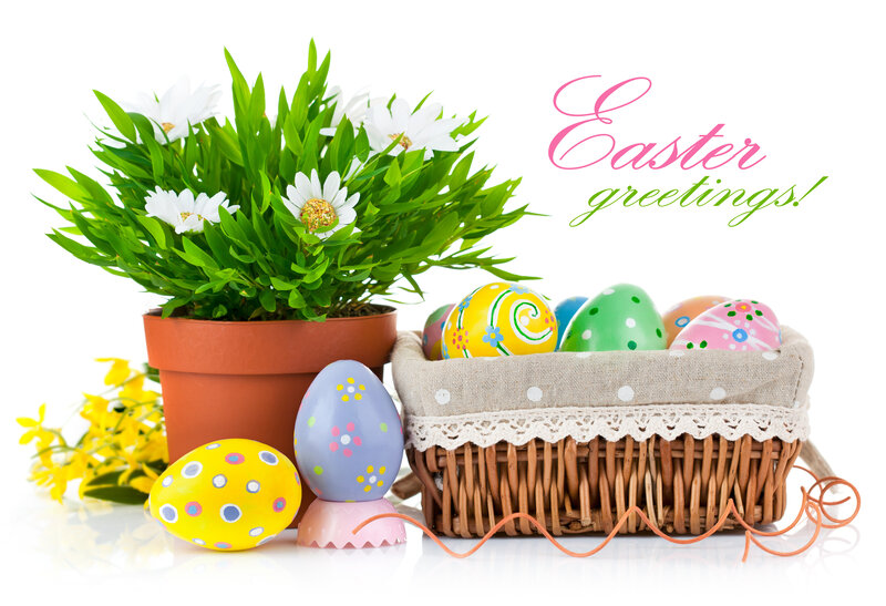 Easter Eggs in Basket — White