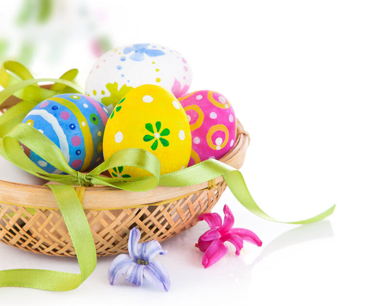 Easter Eggs in Basket — Yellow, Festive, Spring