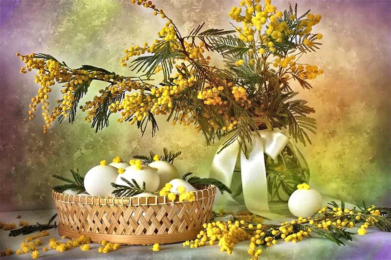 Easter Eggs in Basket — Yellow, Serene