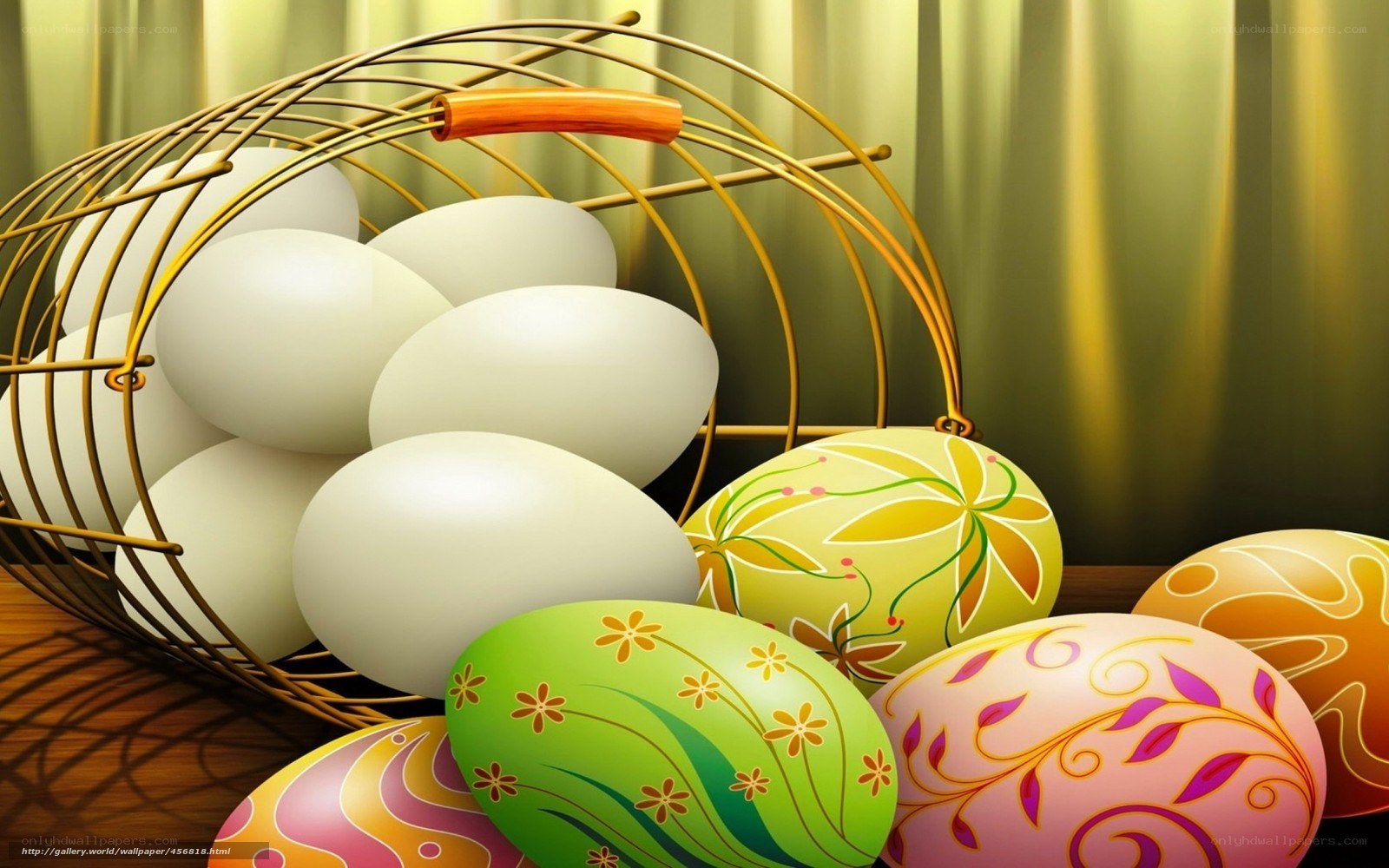 Easter eggs in basket