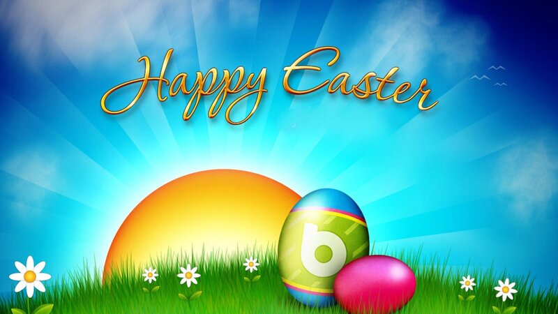 Easter Eggs in Grass — Blue, Festive