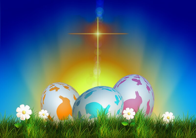 Easter Eggs in Grass — Blue, Serene