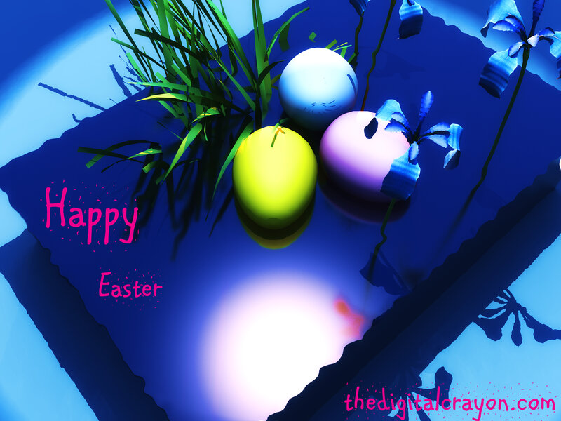 Easter Eggs in Grass — Blue